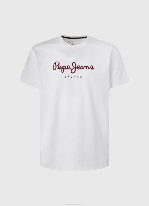 muškarci bijela pamučna majica s otisnutim logotipom Pepe Jeans JZ8H998