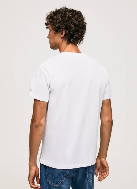 muškarci bijela pamučna majica sa zastavom union jack Pepe Jeans JZ8H945