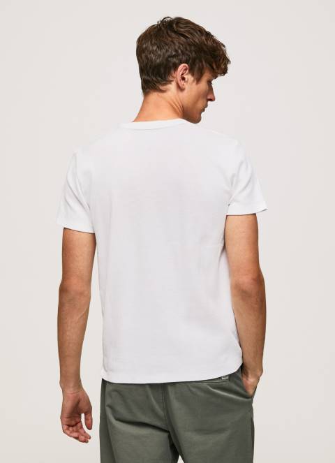 muškarci bijela vafel pletena pamučna majica Pepe Jeans JZ8H960