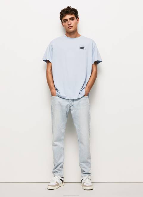 muškarci bjelilo plavo Pamučna majica s logotipom iz 1973 Pepe Jeans JZ8H924