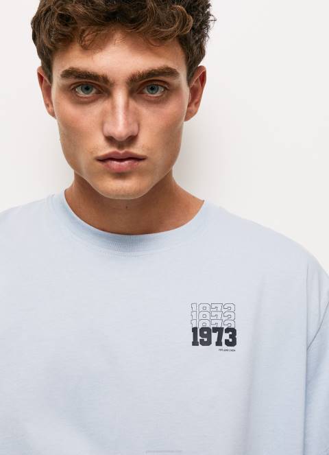 muškarci bjelilo plavo Pamučna majica s logotipom iz 1973 Pepe Jeans JZ8H924