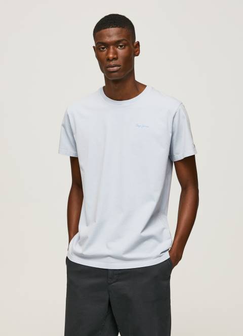 muškarci bjelilo plavo pamučna majica s otisnutim logotipom Pepe Jeans JZ8H947