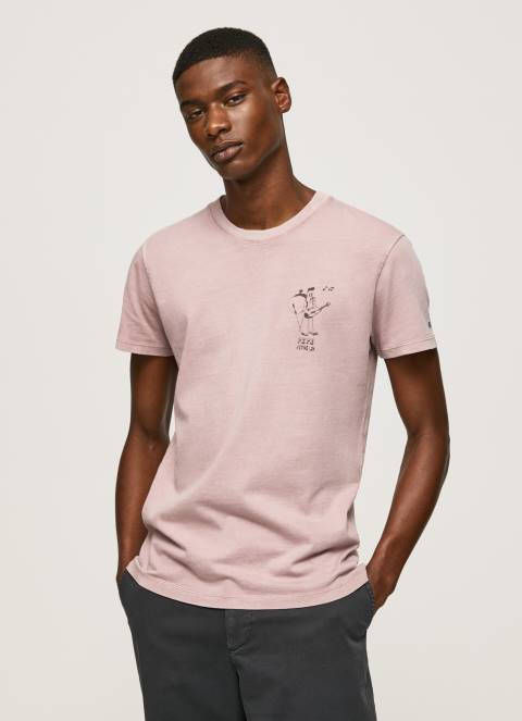 muškarci bjelilo ružičasto isprana i ofarbana pamučna majica Pepe Jeans JZ8H928