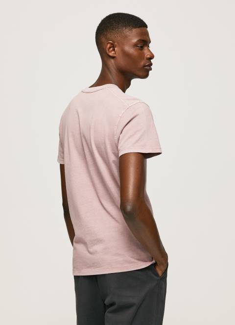 muškarci bjelilo ružičasto isprana i ofarbana pamučna majica Pepe Jeans JZ8H928