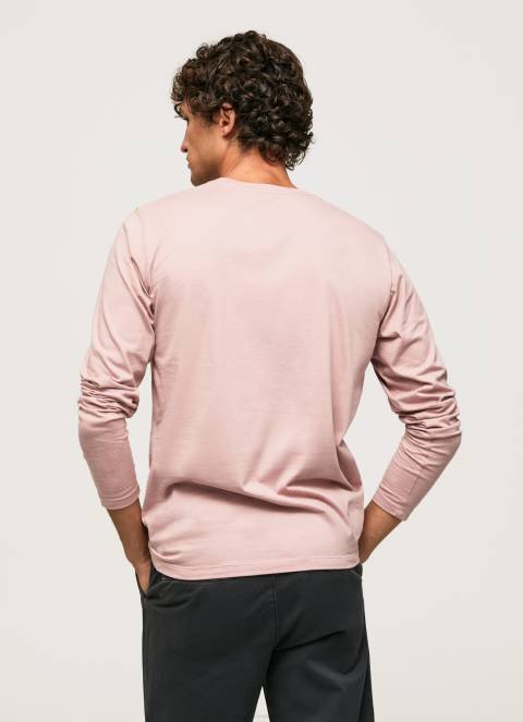 muškarci bjelilo ružičasto pamučna majica s otisnutim logotipom Pepe Jeans JZ8H915