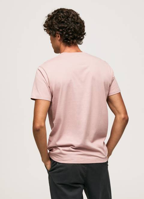 muškarci bjelilo ružičasto pamučna majica s otisnutim logotipom Pepe Jeans JZ8H917