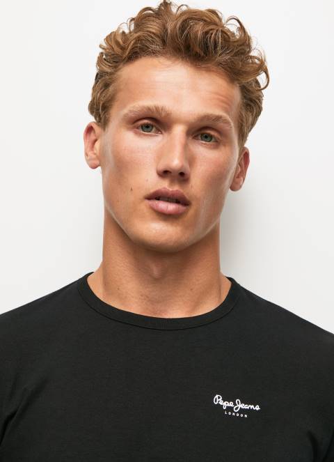 muškarci crno pamučna majica dugih rukava Pepe Jeans JZ8H1008