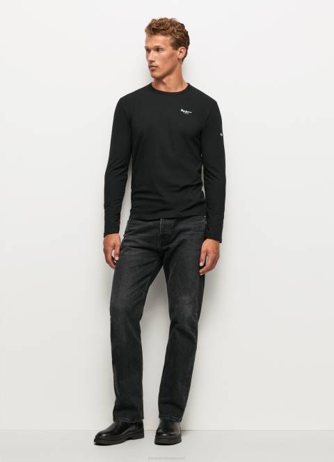 muškarci crno pamučna majica dugih rukava Pepe Jeans JZ8H1008