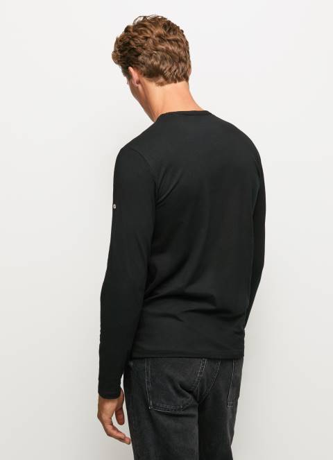 muškarci crno pamučna majica dugih rukava Pepe Jeans JZ8H1008