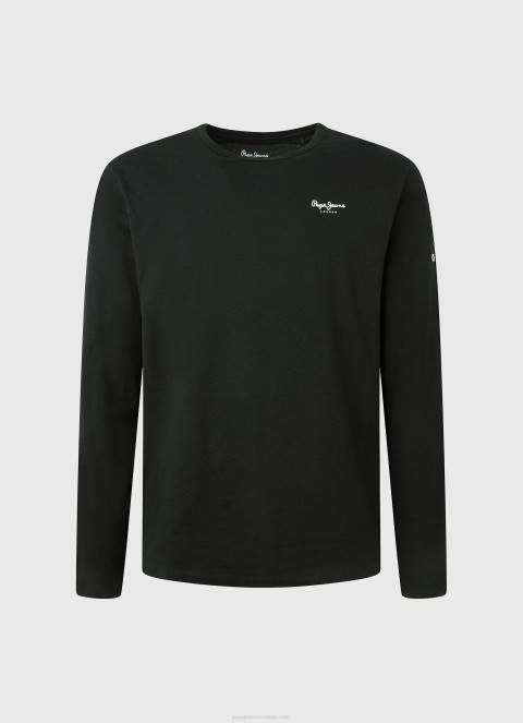 muškarci crno pamučna majica dugih rukava Pepe Jeans JZ8H1008
