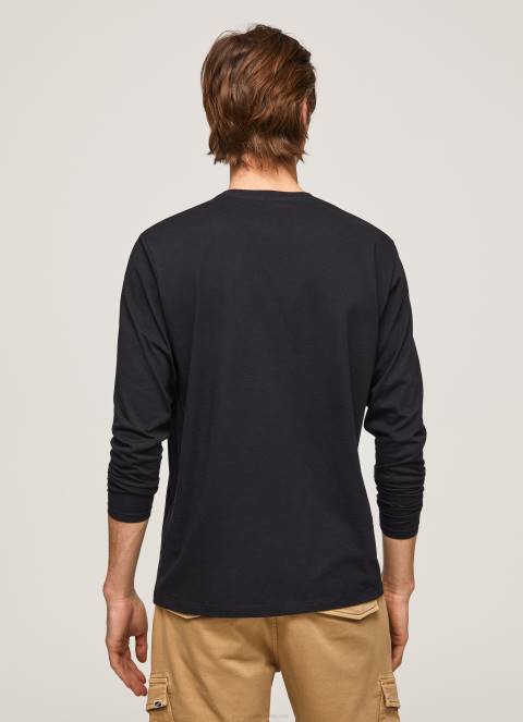 muškarci crno pamučna majica s otisnutim logotipom Pepe Jeans JZ8H1019