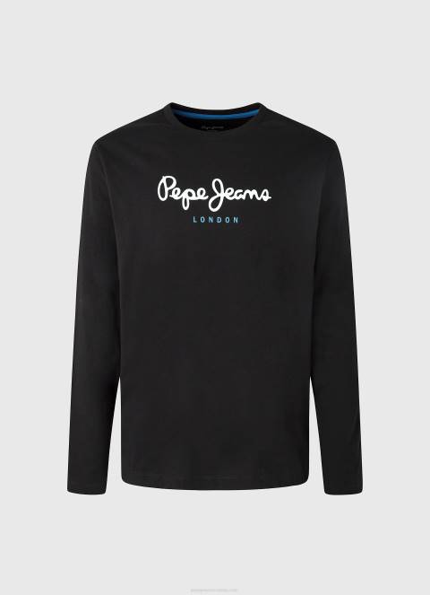 muškarci crno pamučna majica s otisnutim logotipom Pepe Jeans JZ8H1019