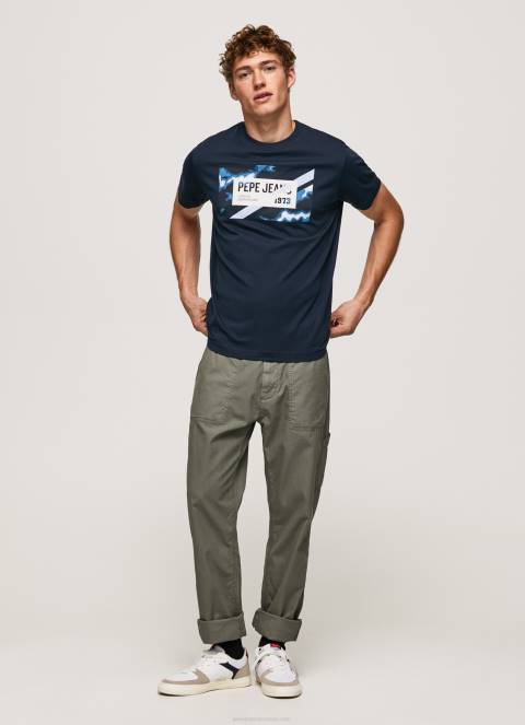 muškarci dulwich pamučna majica s printom zastave Pepe Jeans JZ8H956