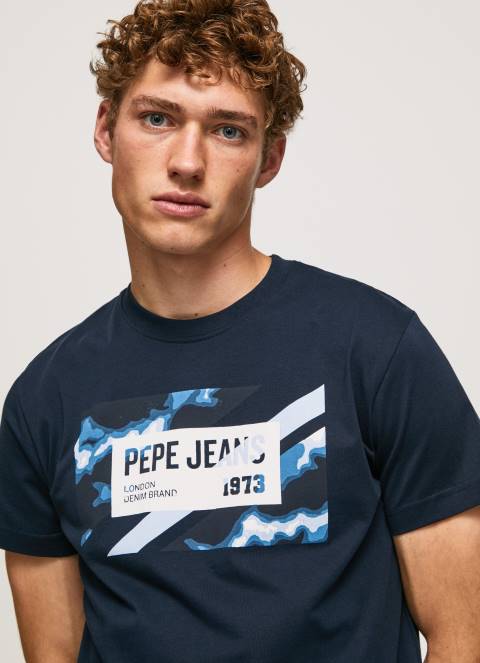 muškarci dulwich pamučna majica s printom zastave Pepe Jeans JZ8H956