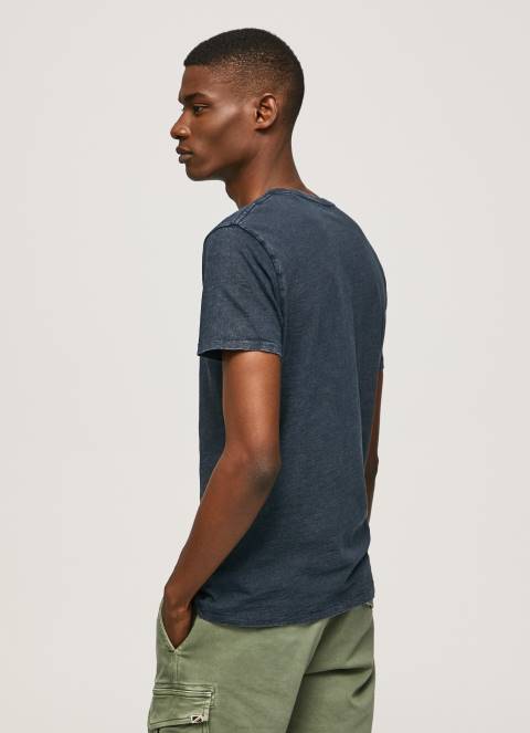 muškarci indigo majica s otisnutim logotipom essentialenim n Pepe Jeans JZ8H1015