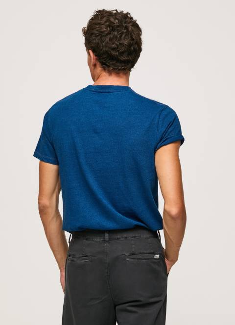 muškarci indigo pamučna majica s otisnutim logotipom Pepe Jeans JZ8H968