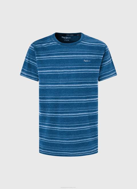 muškarci indigo prugasta pamučna majica s printom Pepe Jeans JZ8H966