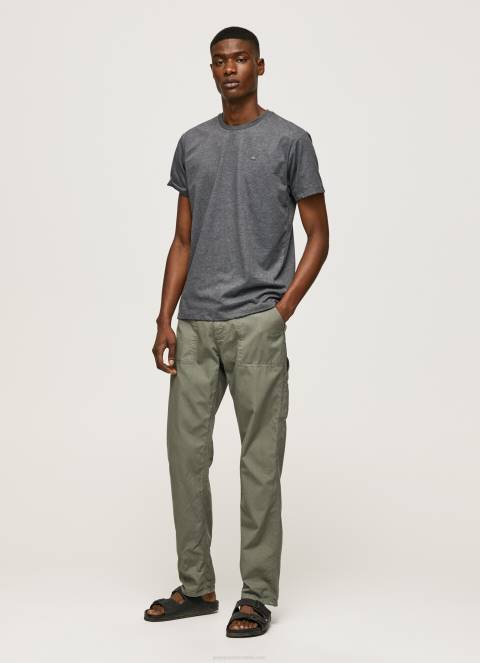 muškarci isprano crno majica s izvezenim logom Pepe Jeans JZ8H976