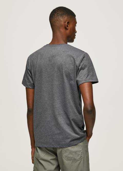 muškarci isprano crno majica s izvezenim logom Pepe Jeans JZ8H976