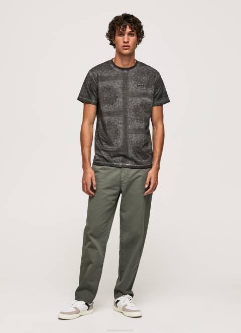 muškarci isprano crno pamučna majica s printom bandana Pepe Jeans JZ8H937