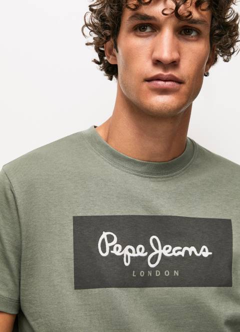 muškarci lijevanje pamučna majica s izvezenim logotipom Pepe Jeans JZ8H914