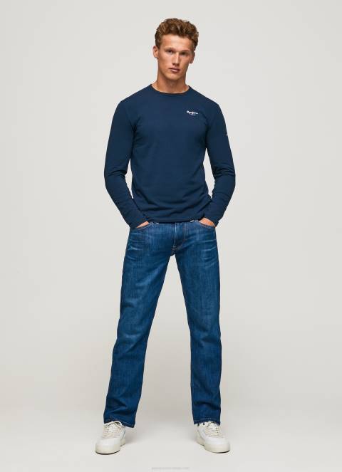 muškarci mornarica pamučna majica dugih rukava Pepe Jeans JZ8H1009