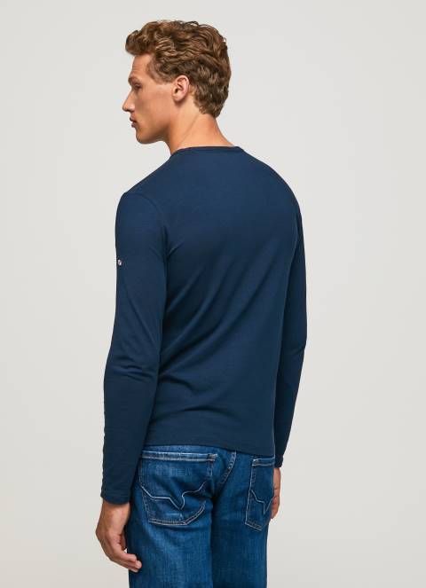 muškarci mornarica pamučna majica dugih rukava Pepe Jeans JZ8H1009