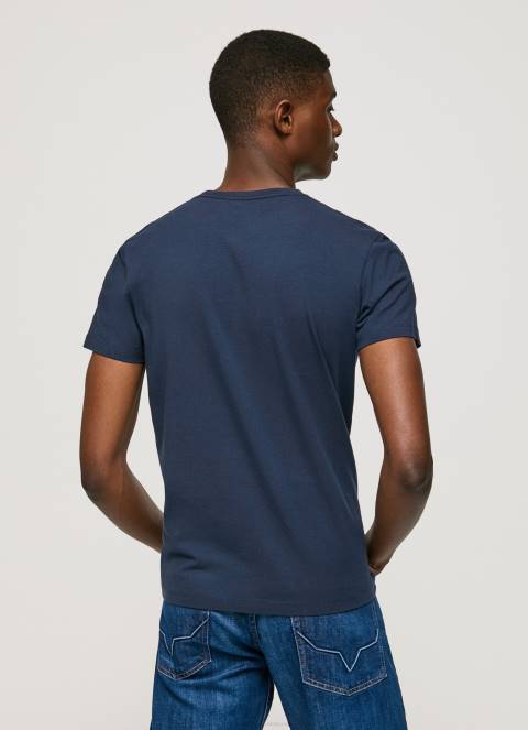 muškarci mornarica pamučna majica kratkih rukava Pepe Jeans JZ8H1005