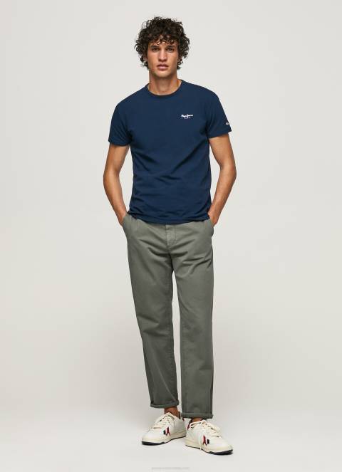 muškarci mornarica pamučna majica s otisnutim logotipom Pepe Jeans JZ8H1010