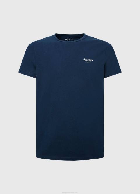 muškarci mornarica pamučna majica s otisnutim logotipom Pepe Jeans JZ8H1010