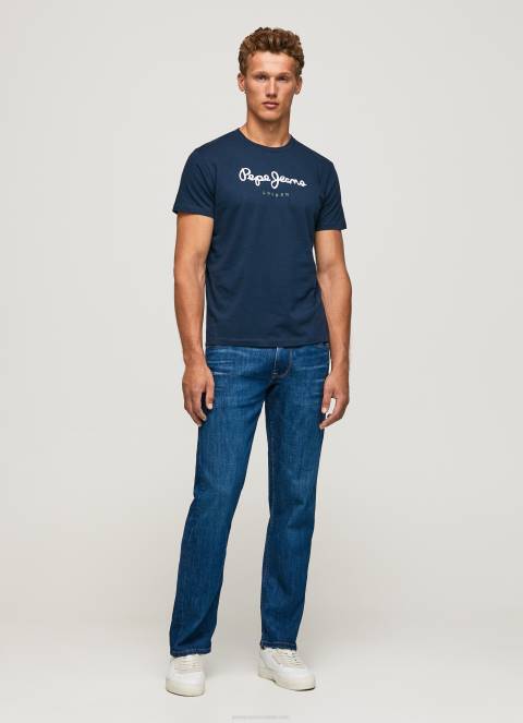 muškarci mornarica pamučna majica s otisnutim logotipom Pepe Jeans JZ8H999