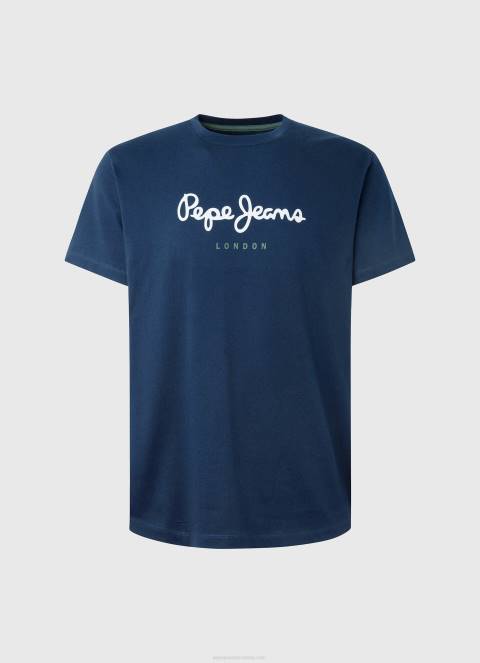 muškarci mornarica pamučna majica s otisnutim logotipom Pepe Jeans JZ8H999