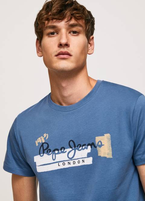 muškarci ozzy pamučna majica s logotipom kistova Pepe Jeans JZ8H929