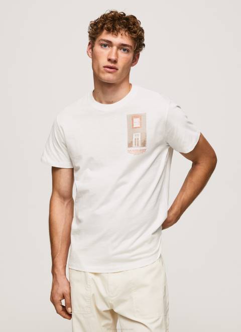 muškarci prljavo bijelo majica s printom fotografija Pepe Jeans JZ8H990