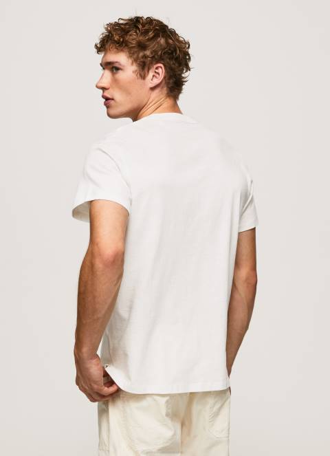 muškarci prljavo bijelo majica s printom fotografija Pepe Jeans JZ8H990