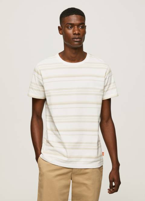 muškarci prljavo bijelo majica s prugastim printom Pepe Jeans JZ8H994