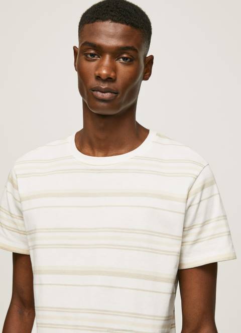 muškarci prljavo bijelo majica s prugastim printom Pepe Jeans JZ8H994