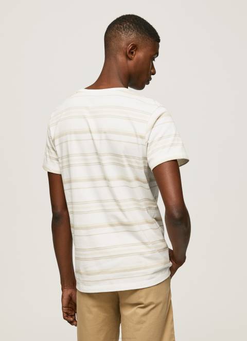 muškarci prljavo bijelo majica s prugastim printom Pepe Jeans JZ8H994