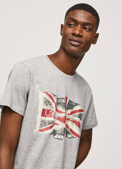 muškarci sivi lapor logotip zastave i majica s vijorećom zastavom Pepe Jeans JZ8H936
