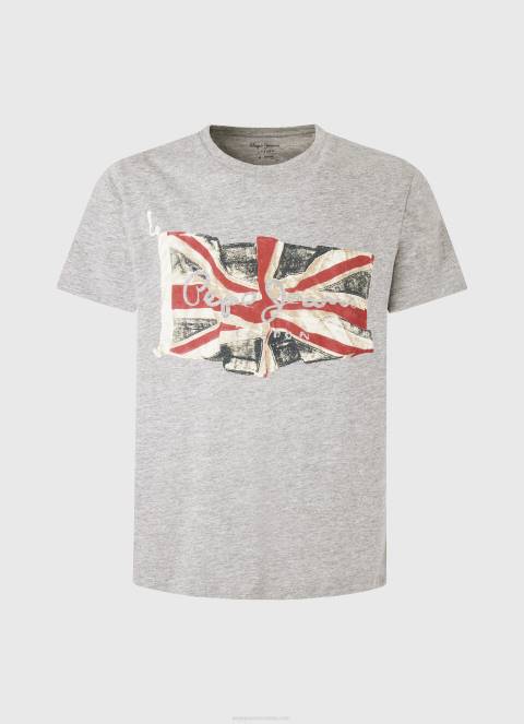muškarci sivi lapor logotip zastave i majica s vijorećom zastavom Pepe Jeans JZ8H936