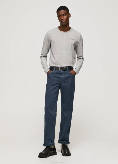 muškarci sivi lapor pamučna majica dugih rukava Pepe Jeans JZ8H1006