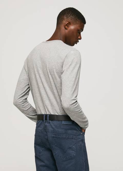 muškarci sivi lapor pamučna majica dugih rukava Pepe Jeans JZ8H1006