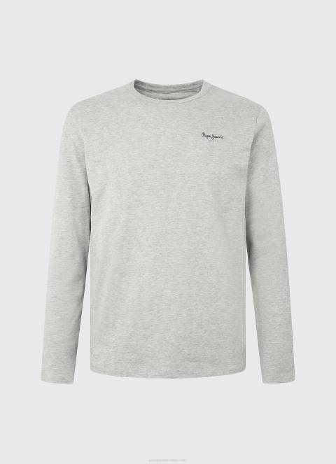 muškarci sivi lapor pamučna majica dugih rukava Pepe Jeans JZ8H1006