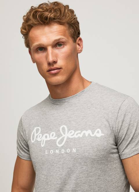 muškarci sivi lapor pamučna majica kratkih rukava Pepe Jeans JZ8H1004