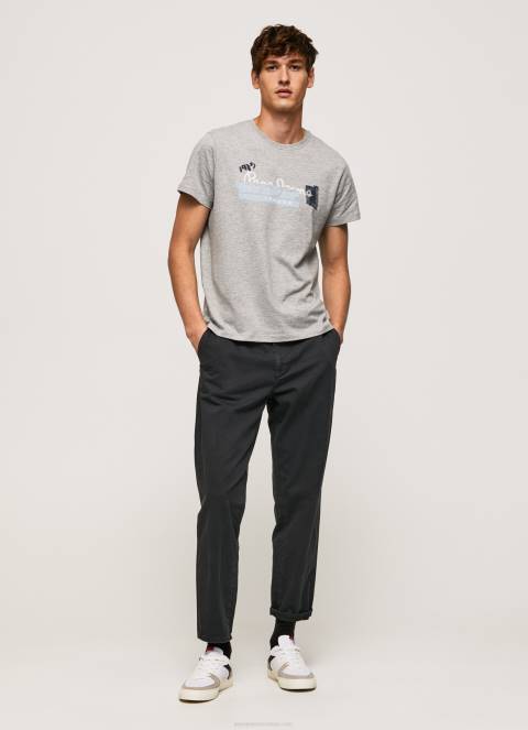 muškarci sivi lapor pamučna majica s logotipom kistova Pepe Jeans JZ8H931