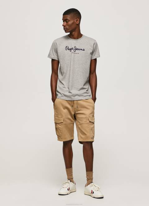 muškarci sivi lapor pamučna majica s otisnutim logotipom Pepe Jeans JZ8H1001