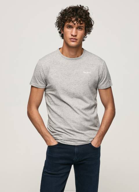 muškarci sivi lapor pamučna majica s otisnutim logotipom Pepe Jeans JZ8H1013