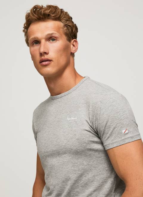 muškarci sivi lapor pamučna majica s otisnutim logotipom Pepe Jeans JZ8H1013