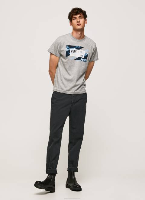 muškarci sivi lapor pamučna majica s printom zastave Pepe Jeans JZ8H957
