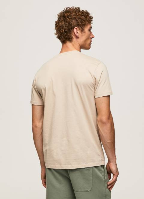 muškarci slad majica s logotipom iznošenog efekta Pepe Jeans JZ8H962